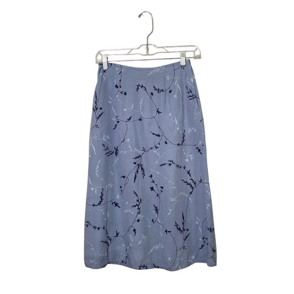 Hunt Club 100% Tencel Blue Floral Knee Length Straight Skirt Women's Size 4P